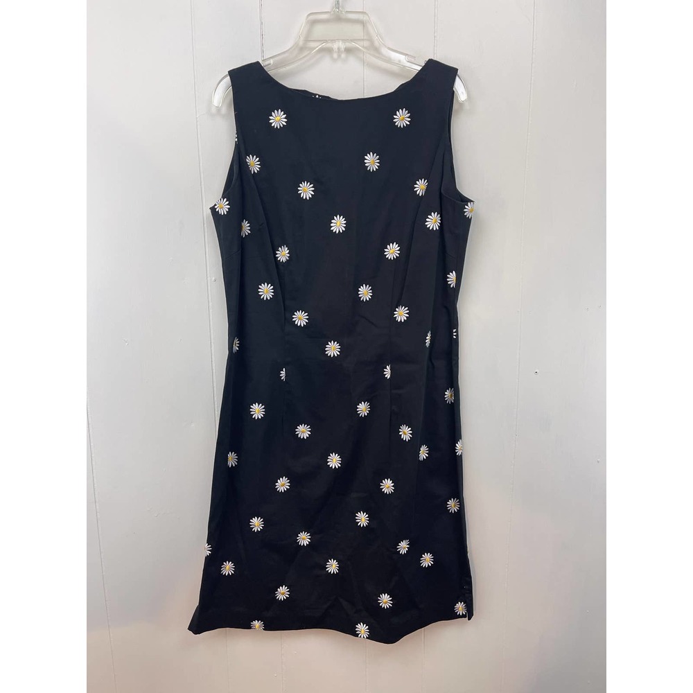 Amanda Smith Womens Black Floral Dress Size 8 Cotton Blend Sleeveless Crew Neck